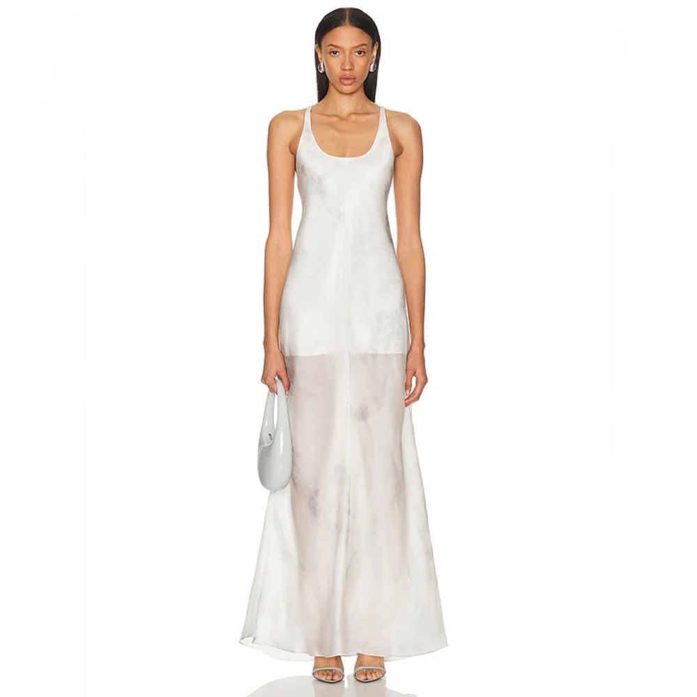 Grace Ling Silk Bias Slip Dress in Ash White L - Picture 5 of 15